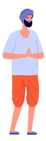 Sikh man doing namaste  Illustration