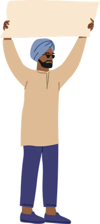 Sikh Man Protesting  Illustration