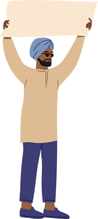 Sikh Man Protesting  Illustration