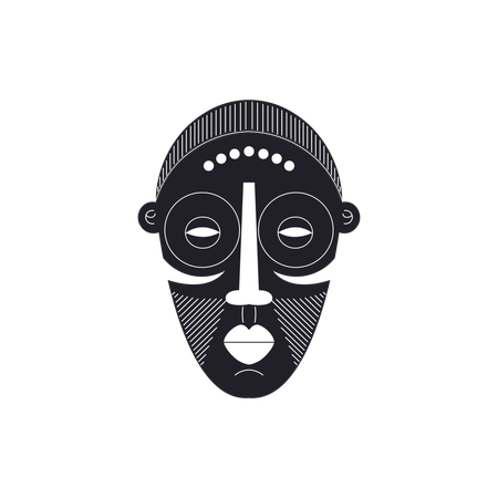 Silhouette of a Ritual Tribal Mask  Illustration