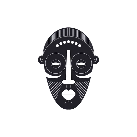 Silhouette of a Ritual Tribal Mask  Illustration