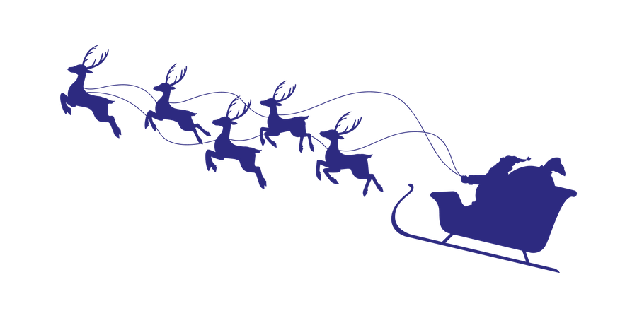 Silhueta de Papai Noel com renas  Ilustração