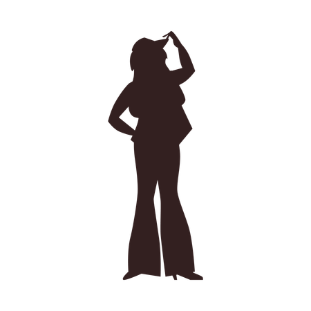 Silhueta marrom de cowgirl com chapéu  Ilustração