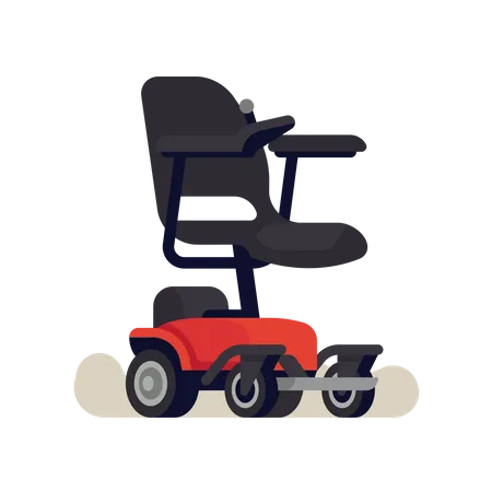 Silla de ruedas eléctrica o silla eléctrica con joystick en el reposabrazos.  Ilustración