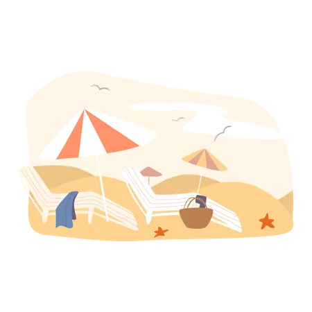 Silla relajante en la playa  Ilustración