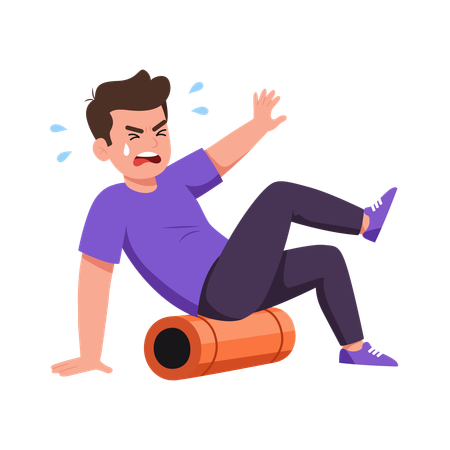 Silly boy doing back exercise  Illustration