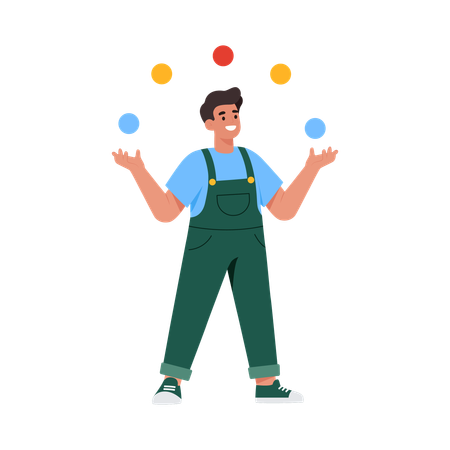 Silly boy juggling balls  Illustration