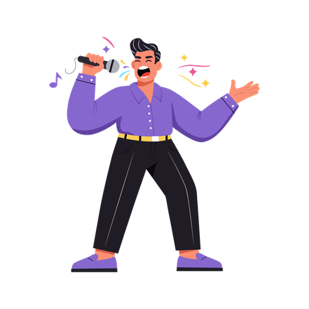 Silly boy singing song  Illustration