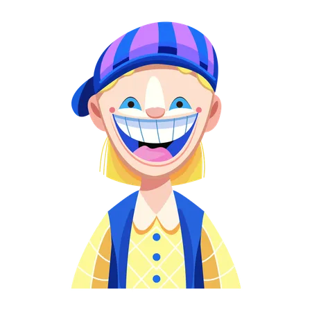 Silly boy with wide smile  Illustration