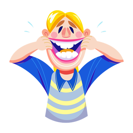 Silly character with crazy laugh  Illustration