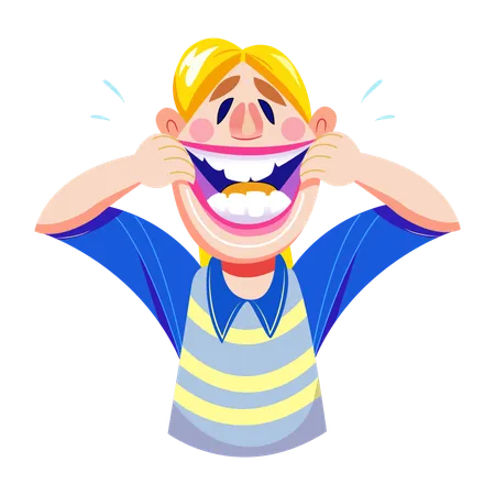 Silly character with crazy laugh  Illustration