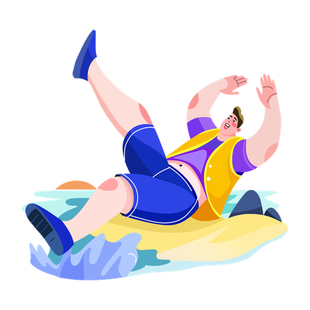 Silly man falling on ground  Illustration