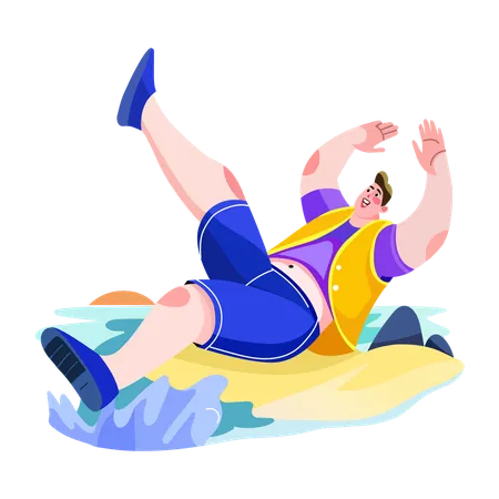 Silly man falling on ground  Illustration