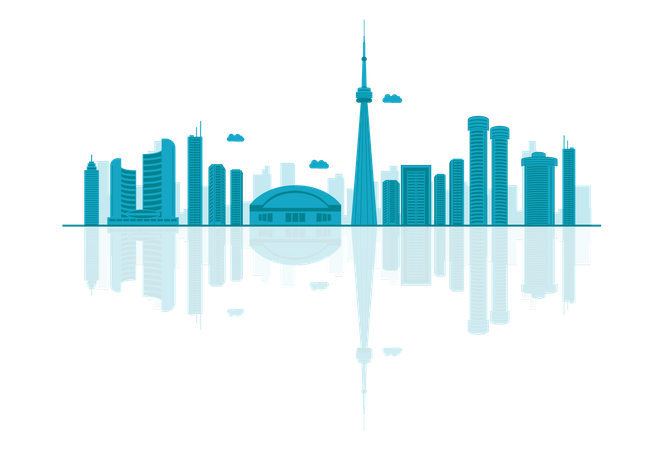 Silueta del horizonte de Canadá con reflejos  Ilustración