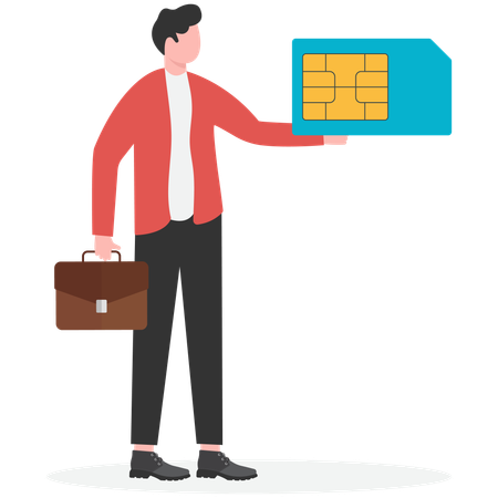 SIM card in human hand Communication mobile service  Illustration