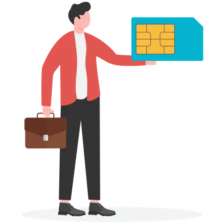 SIM card in human hand Communication mobile service  Illustration