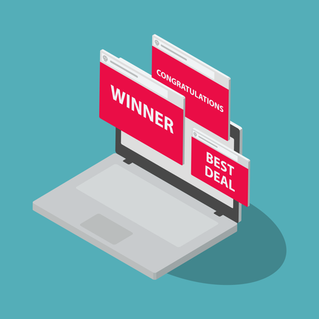 Símbolo de ataque de adware informático  Ilustración