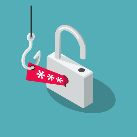 Símbolo de ataque de phishing en Internet  Ilustración