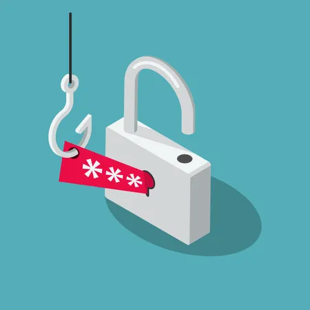 Símbolo de ataque de phishing en Internet  Ilustración