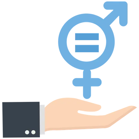 Mano que sostiene el símbolo de igualdad de género  Ilustración