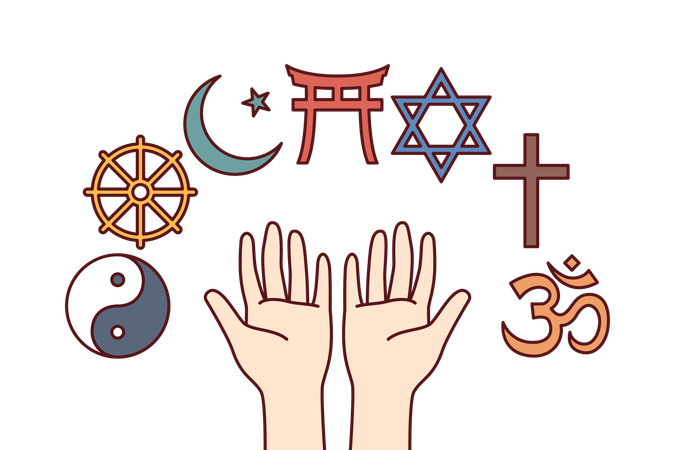 Diferentes símbolos religiosos  Ilustración