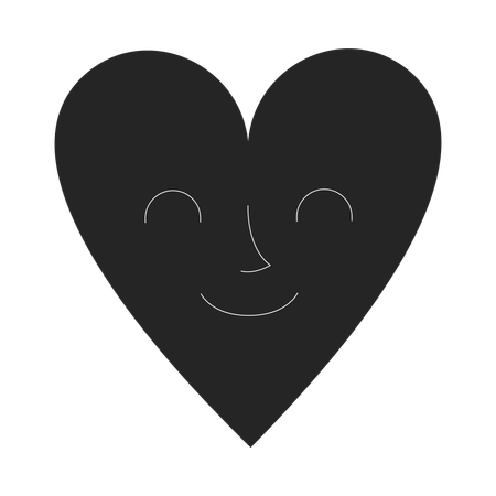 Simple heart shape with gentle smiling face  Illustration