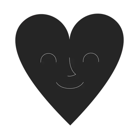 Simple heart shape with gentle smiling face  Illustration