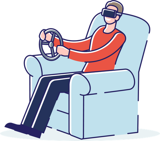 Simulador de condução de carro doméstico para tecnologia de jogos  Ilustração