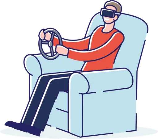 Simulador de condução de carro doméstico para tecnologia de jogos  Ilustração