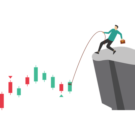 Sinal de vela para comprar ou vender na negociação de criptografia  Ilustração