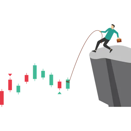 Sinal de vela para comprar ou vender na negociação de criptografia  Ilustração