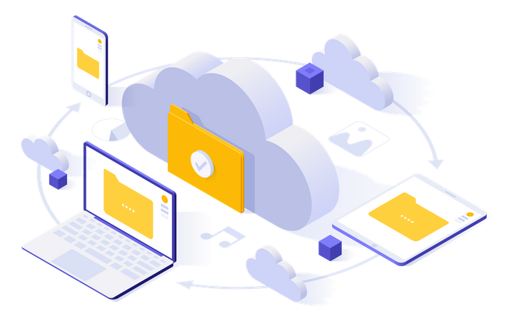 Sincronización de datos en la nube  Illustration