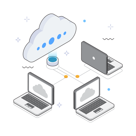 Sincronización en la nube entre dispositivos  Ilustración