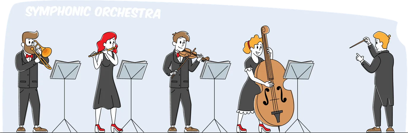 Symphonieorchester spielt klassische Musik  Illustration