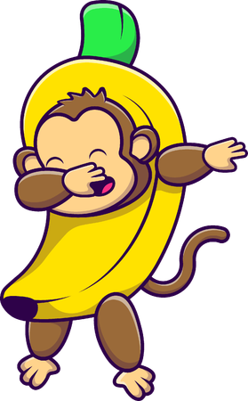 Dabbing de singe et de banane  Illustration