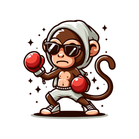 Monkey participe à un match de boxe  Illustration