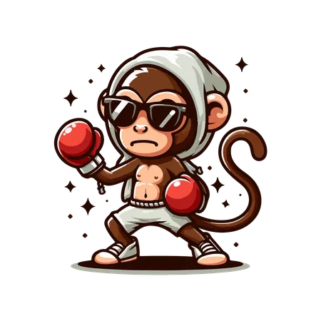 Monkey participe à un match de boxe  Illustration