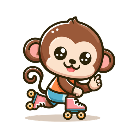 Singe en roller  Illustration