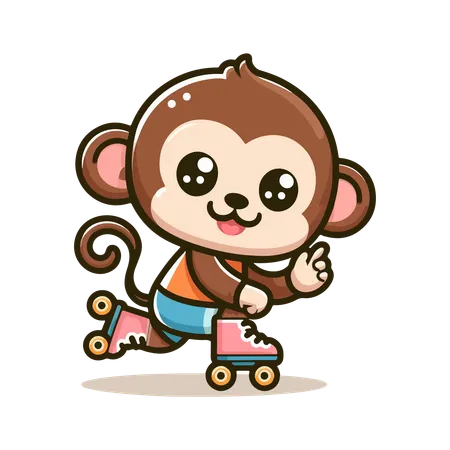 Singe en roller  Illustration