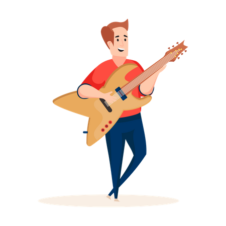 Singer holding electric guitar  Illustration