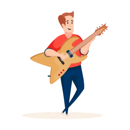 Singer holding electric guitar  Illustration