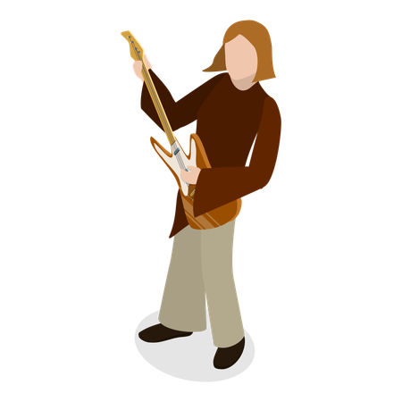 Singer performing with guitar on stage  Illustration