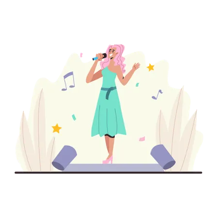 Singer singing song  Illustration