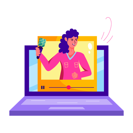 Singer singing song live online  Illustration