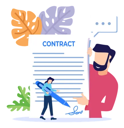 Singing Business Contract Illustration