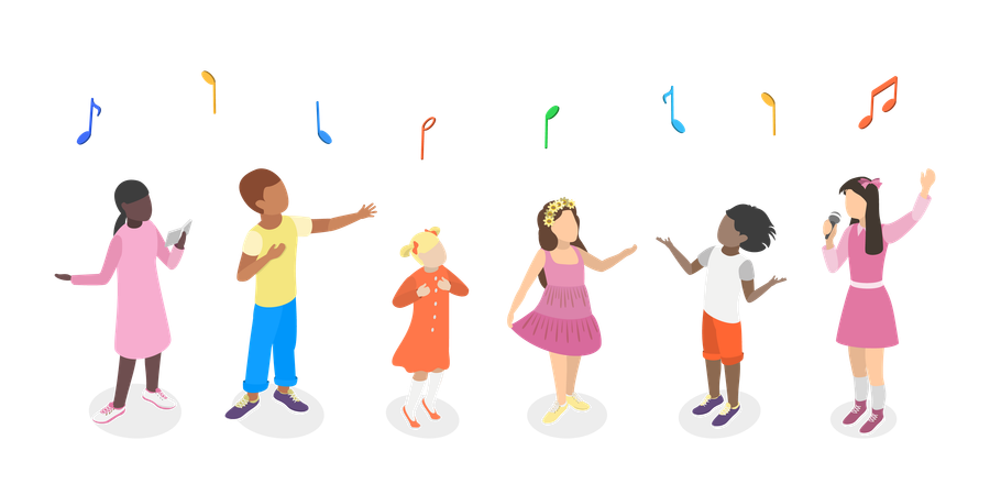 Singing Children together  Illustration