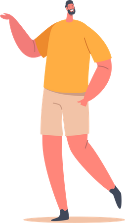 Single Male Wear Yellow T-shirt  Illustration