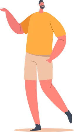 Single Male Wear Yellow T-shirt  Illustration