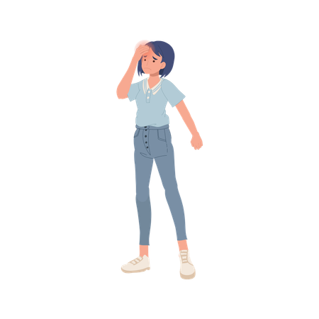 Sintomas de saúde de tontura em menina  Illustration