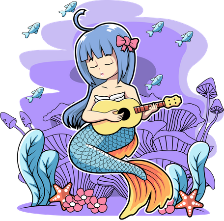 Sirène jouant de la guitare  Illustration